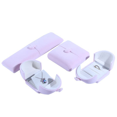 Velvet Hanhong Logotipo personalizado de joyería Caja de embalaje para pulseras Orecillos de lujo en rosa