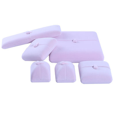 Velvet Hanhong Logotipo personalizado de joyería Caja de embalaje para pulseras Orecillos de lujo en rosa