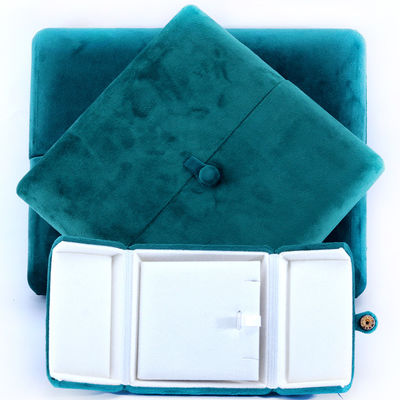 10*10*3cm Logotipo personalizado Caja de joyas de lujo para pulseras de terciopelo verde