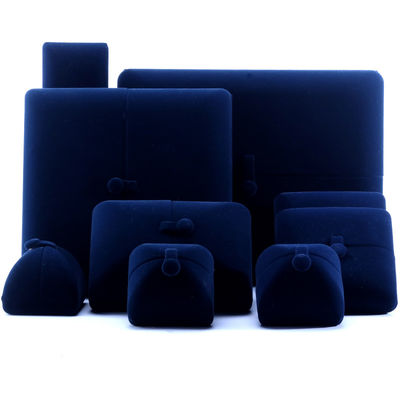 comprar Caja de joyas de terciopelo azul para collar de anillo de logotipo personalizado Hanhong Luxury Gift Packaging Box online manufacture