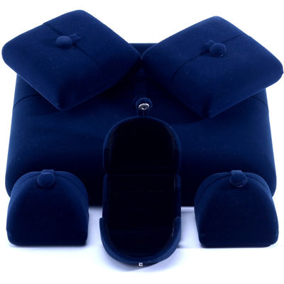 China fabricación al por mayor de alta calidad de lujo Gran Conjunto de Joyas Collar Pulsera Pendiente anillo caja Embalaje de joyería personalizado azul terciopelo doble puerta Caja de Joyas con logo