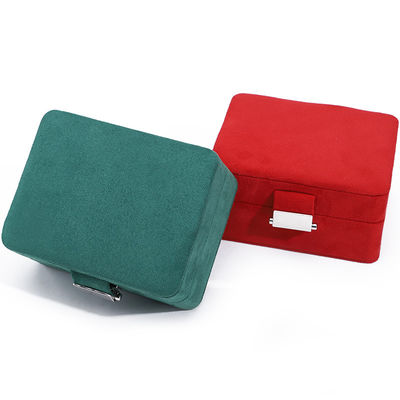 Caja de joyas de terciopelo con logotipo personalizado hecha a mano para collar y anillo de viaje