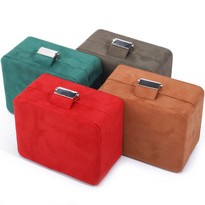 Caja de joyas de terciopelo con logotipo personalizado hecha a mano para collar y anillo de viaje