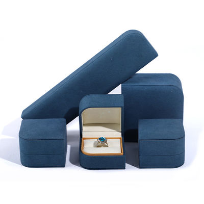 Caja de embalaje de joyas de cuero de microfibra azul para aretes de anillo Hanhong 7 * 7 * 5cm