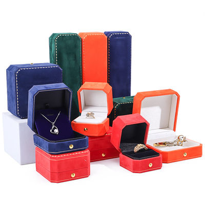 Logotipo personalizado Rectángulo de terciopelo de joyería caja para colgante pendientes brazalete collar anillo