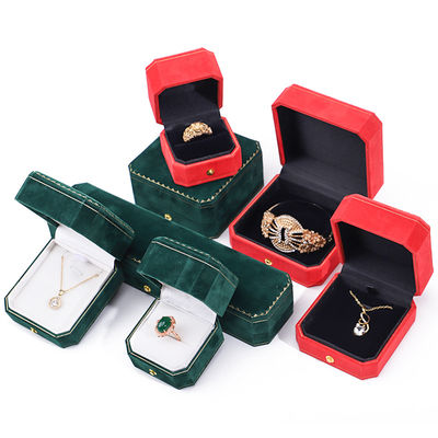 Logotipo personalizado Rectángulo de terciopelo de joyería caja para colgante pendientes brazalete collar anillo
