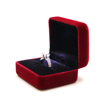 Caja de conjunto de joyas de terciopelo en caja de embalaje de lujo para anillo de collar de pulsera en Borgoña