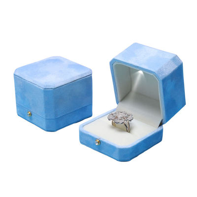 comprar Cajas de joyería LED octogonales de terciopelo azul Solución personalizada de la pantalla Hanhong para el embalaje online manufacture
