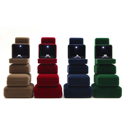 Caja de conjunto de joyas de terciopelo en caja de embalaje de lujo para anillo de collar de pulsera en Borgoña