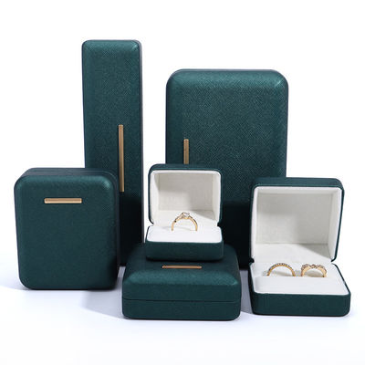 comprar Caja de joyería de terciopelo de cuero PU verde Hanhong para logotipo personalizado y embalaje de lujo online manufacture