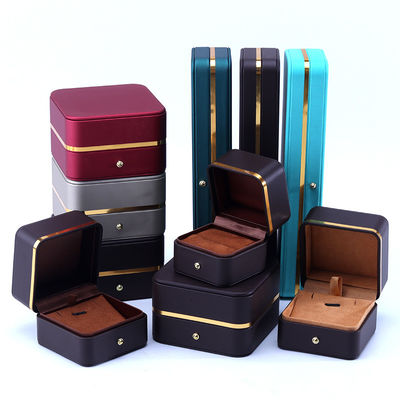 Caja de embalaje de joyas de cuero personalizado para pendientes collares y anillos Diseño elegante