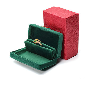 Velvet Hanhong Logotipo personalizado Lujo caja de joyas verde para aretes Brazalete Collar anillo