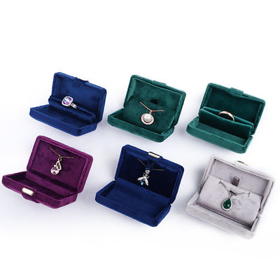 Velvet Hanhong Logotipo personalizado Lujo caja de joyas verde para aretes Brazalete Collar anillo