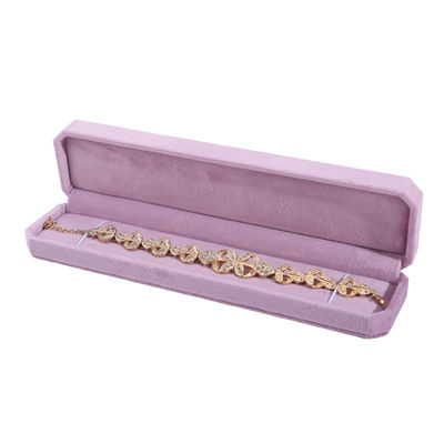 Caja de joyas de terciopelo de logotipo personalizado para el embalaje de anillos de brazalete de collar rosa de Hanhong