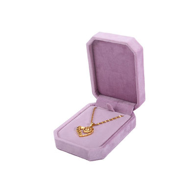 Caja de joyas de terciopelo de logotipo personalizado para el embalaje de anillos de brazalete de collar rosa de Hanhong