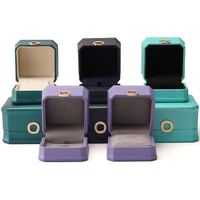 Caja cuadrada de anillos de collar con metal caja de joyas de cuero de lujo Hanhong embalaje de cuero PU