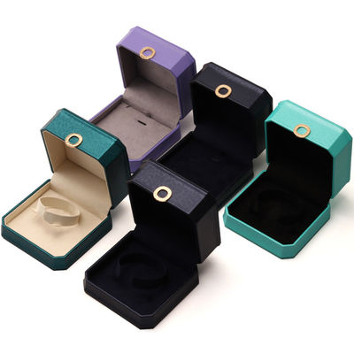 Caja cuadrada de anillos de collar con metal caja de joyas de cuero de lujo Hanhong embalaje de cuero PU