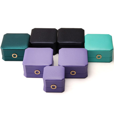 Caja cuadrada de anillos de collar con metal caja de joyas de cuero de lujo Hanhong embalaje de cuero PU