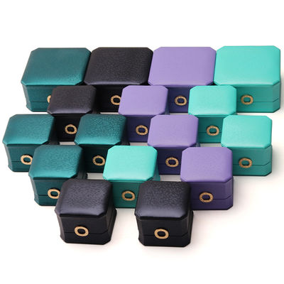 Caja cuadrada de anillos de collar con metal caja de joyas de cuero de lujo Hanhong embalaje de cuero PU