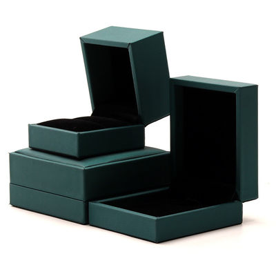 Caja de embalaje de joyas de terciopelo de lujo de lujo de color verde collar de cuero PU y anillo Hanhong