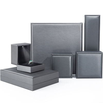 Caja de joyería de color gris de cuero ligero con LED Envases de lujo para brazalete Anillo de collar