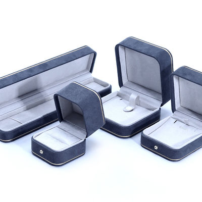 La más nueva caja de joyas de terciopelo gris para brazalete collar de anillo logotipo personalizado Hanhong 2023