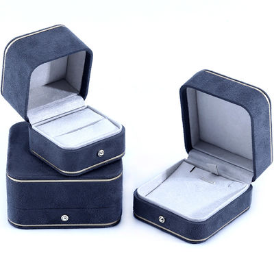 La más nueva caja de joyas de terciopelo gris para brazalete collar de anillo logotipo personalizado Hanhong 2023
