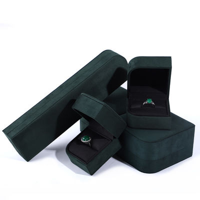 Paquete de joyas de piel de microfibra verde de lujo para pendientes y anillos de Hanhong