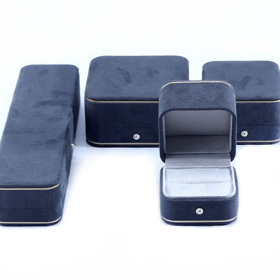 La más nueva caja de joyas de terciopelo gris para brazalete collar de anillo logotipo personalizado Hanhong 2023