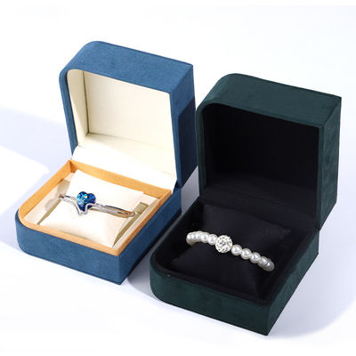 Paquete de joyas de piel de microfibra verde de lujo para pendientes y anillos de Hanhong