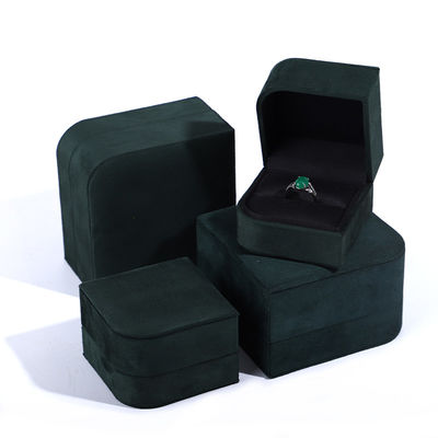 Paquete de joyas de piel de microfibra verde de lujo para pendientes y anillos de Hanhong