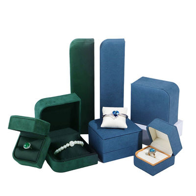Paquete de joyas de piel de microfibra verde de lujo para pendientes y anillos de Hanhong