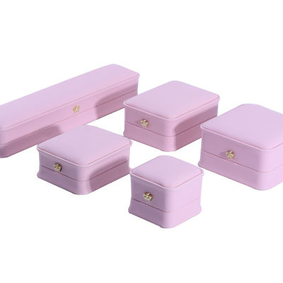 Los pendientes rosa de los perros brazalete collar anillo de joyería caja con tamaño personalizado de cuero PU