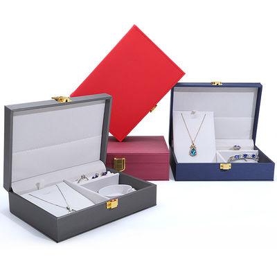 Logotipo del cliente Caja de joyas de cuero Hanhong PU para anillos, pendientes y collares