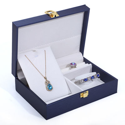 Logotipo del cliente Caja de joyas de cuero Hanhong PU para anillos, pendientes y collares