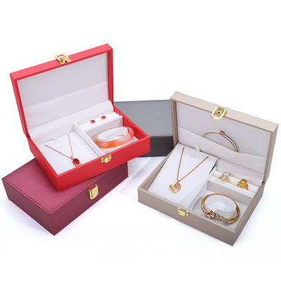Logotipo del cliente Caja de joyas de cuero Hanhong PU para anillos, pendientes y collares