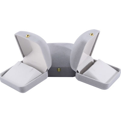 Caja de joyería de terciopelo gris de Hanhong para pulseras, pendientes, collares y anillos personalizados