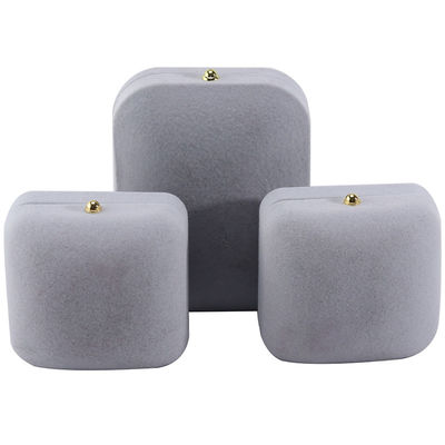 Caja de joyería de terciopelo gris de Hanhong para pulseras, pendientes, collares y anillos personalizados