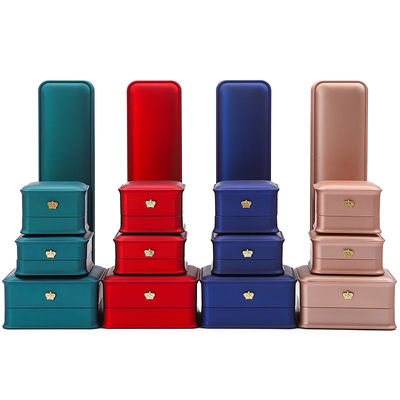 Caja de joyería de luz LED de la corona de oro para collar brazalete de anillo de pendientes de embalaje