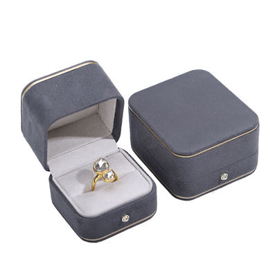 Logotipo de estampación en caliente Hanhong Gris Caja de joyas personalizada para collar Brazalete de pendientes