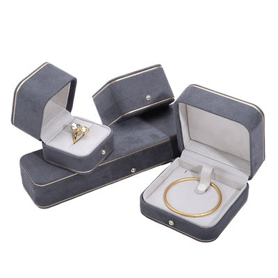 Logotipo de estampación en caliente Hanhong Gris Caja de joyas personalizada para collar Brazalete de pendientes