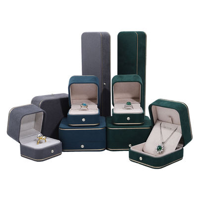 Logotipo de estampación en caliente Hanhong Gris Caja de joyas personalizada para collar Brazalete de pendientes