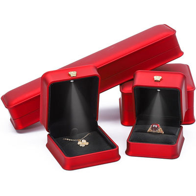 LED de color rojo de luz, caja de joyería, caja de embalaje de joyas con logotipo personalizado