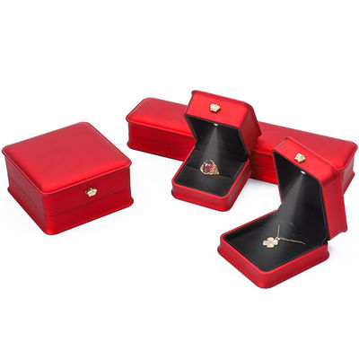 LED de color rojo de luz, caja de joyería, caja de embalaje de joyas con logotipo personalizado