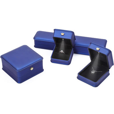 Caja de almacenamiento de joyas de lujo caja de joyas de color azul oscuro