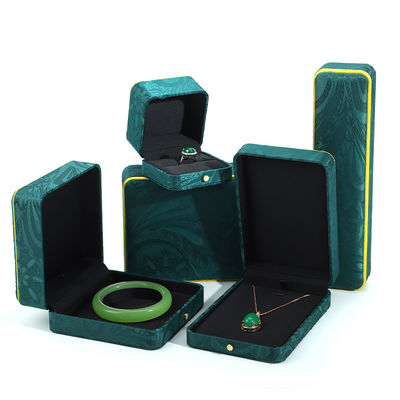 Caja de joyas hecha a mano verde para brazalete collar Orecillos de lujo Hanhong BH2
