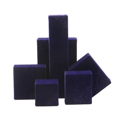 Caja de embalaje de joyas azules en relieve hecha a mano para mi collar de terciopelo y anillo azul