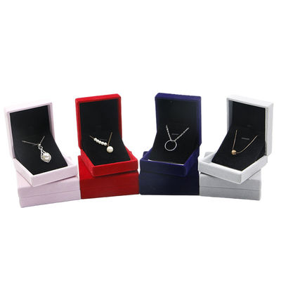 Caja de embalaje de joyas azules en relieve hecha a mano para mi collar de terciopelo y anillo azul
