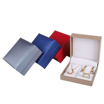 Caja de joyería de papel cuadrada de lujo con patrón cepillado personalizado para collar de anillo Hanhong