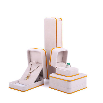 Caja de embalaje de joyas de terciopelo rosa personalizada para brazalete collar anillo de doble capa
